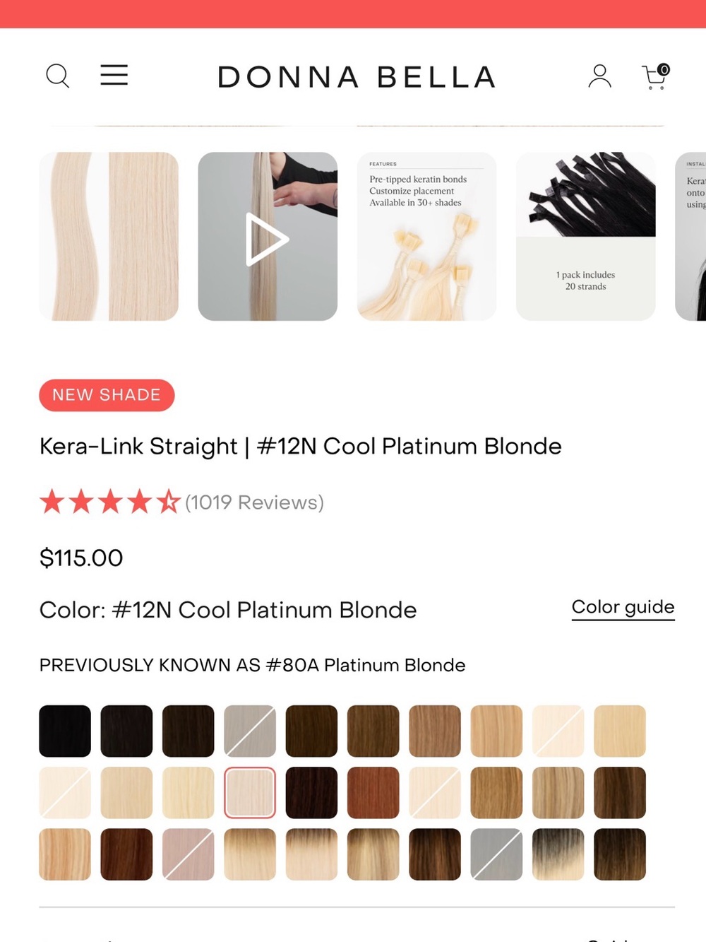 Donna Bella Kera-Link Straight #12N Cool Platinum Blonde - 22" - Picture 6 of 8